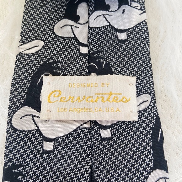 Vintage Cervantes Warner Bros Daffy Duck Black and Grey Tie - Picture 2 of 4